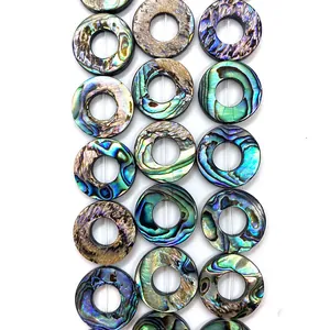 Natuurlijke Abalone Schelp Donut Ronde Ring Kralen Iriseerende Schelp Charms Voor DIY Ketting Armband Sieraden Maken Accessoires