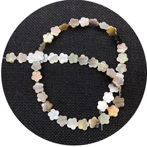 Perles fleurs à 5 pétales en coquillage naturel pour bijoux DIY avec éclat iridescent
