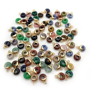 Assortiment edelsteen donut hangers met goudkleurige ogen voor DIY-sieraden maken