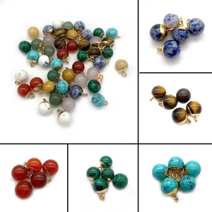 Ciondoli in Pietra Naturale a Sfera Solo (Senza Catena) Con Cappuccio in Lega d'Oro per la Creazione di Gioielli Fai-da-te Collana Orecchini Quarzo Rosa Occhio di Tigre