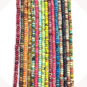 Perles en Vrac de Boulier en Jaspe Impérial Naturel Pierre Polie Rondelle Perles d'Espacement pour Fabrication de Bijoux DIY Collier Bracelet