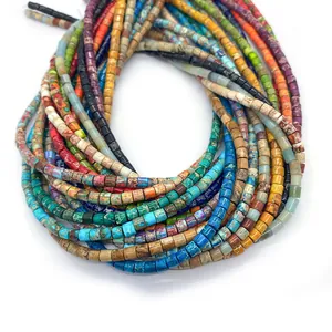 Cylindrical multi-color natural emperor stone tube beads for DIY jewelry making necklaces
