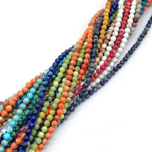 Perline rotonde in diaspro imperiale multicolore per creare collane e bracciali fai-da-te