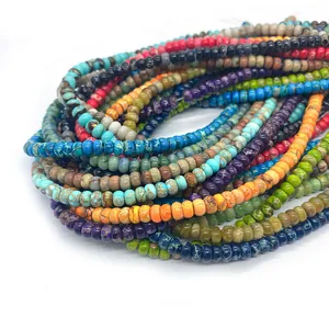 Perles plates en pierre d'empereur naturelle multicolore pour la création de bijoux DIY
