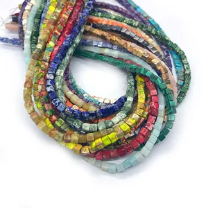 Cuentas cuadradas de piedra natural imperial de varios colores para collares y joyas DIY