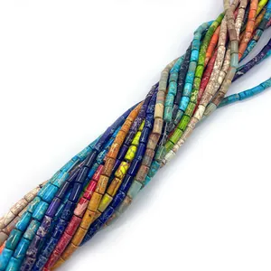 Bunte Kaiserstein Zylinderperlen für DIY Schmuckherstellung mit natürlichen Mineraltexturen