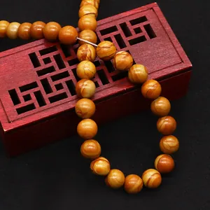 Natural wood grain stone round beads strand for DIY jewelry making and bracelets