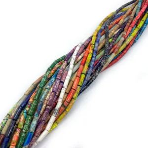 Colorful cylindrical imperial jasper stone beads for DIY jewelry making and necklace crafts