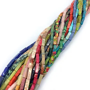 Perline rettangolari colorate in pietra naturale per creazione di gioielli fai-da-te
