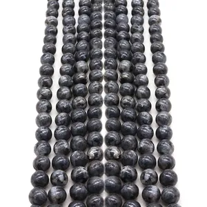 Natural Labradorite Black Flash Stone Round Loose Beads For DIY Necklace Bracelet Handmade Jewelry Making Accessories