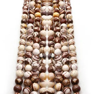 Perles en Pierre de Jaspe Zébré Australien Naturel Rondes en Vrac Pour Fabrication de Bijoux Collier Bracelet Accessoire DIY