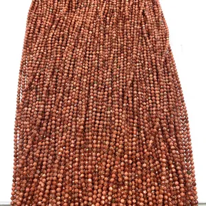 Faceted natural goldstone loose beads for DIY jewelry making with metallic glitter effect