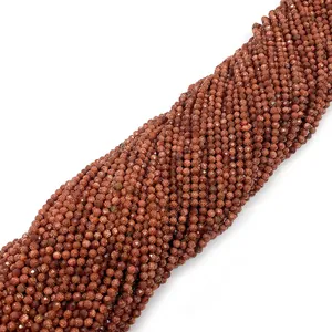 Brown goldstone faceted round beads for DIY jewelry making necklace bracelet