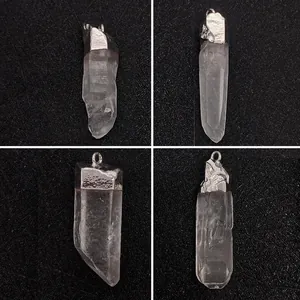 Ciondolo a Punta in Quarzo Cristallo Bianco Naturale Pietra Grezza Irregolare Con Gancio in Lega Argentata Gioielli Fai-da-te Collana Regalo Donna Uomo