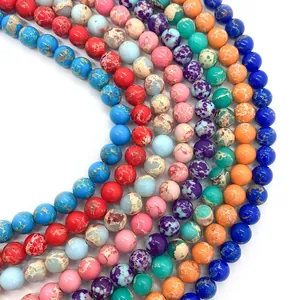 Vibrant imperial stone beads with marble texture for DIY necklace and bracelet jewelry