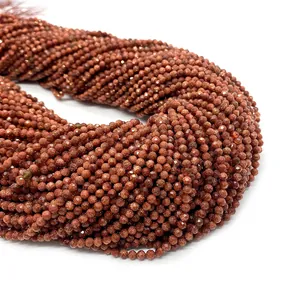 Faceted brown goldstone beads for DIY jewelry with sparkling metallic luster and shine