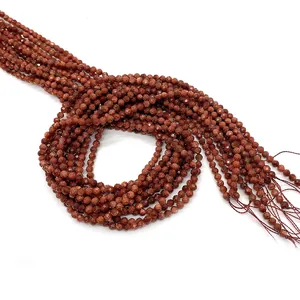 Faceted reddish-brown goldstone beads string for DIY necklaces and bracelets making