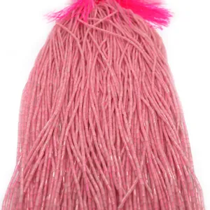 Detailed view of cylindrical pink natural stone tube beads for DIY necklace jewelry making