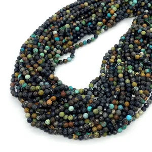 Faceted natural stone African pine beads for DIY jewelry making necklaces and bracelets