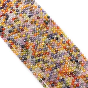 Macro shot of faceted colorful natural stone beads for DIY jewelry making