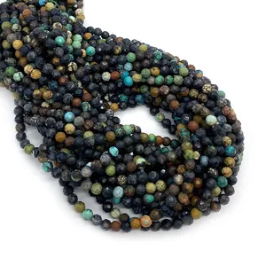 Faceted African Turquoise Jasper round beads for DIY necklace and bracelet jewelry making