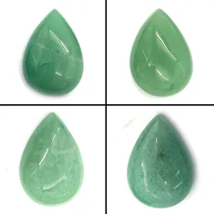 Natural Green Aventurine Teardrop Cabochon Polished Pear Shape Loose Stone For DIY Jewelry Making Ring Necklace Accessories