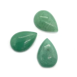 Polished teardrop green aventurine natural stone cabochons for DIY jewelry making