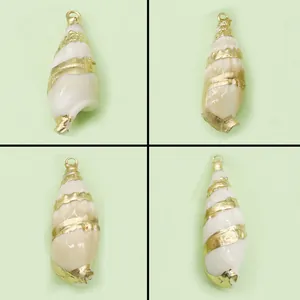 Natural Shell Conch Pendant Gold Plated Electroplated Sea Snail Charm For DIY Necklace Earring Jewelry Making Accessory