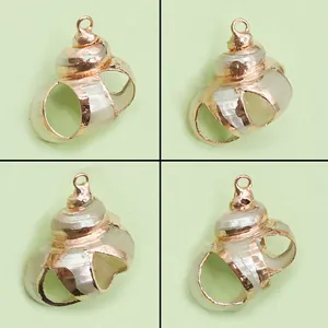 Natural Shell Conch Pendant Electroplated Rose Gold Spiral Shell Charm For DIY Necklace Earring Jewelry Making Women Gift