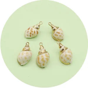 Set van vijf natuurlijke schelphangers met vergulde randen voor DIY-sieraden