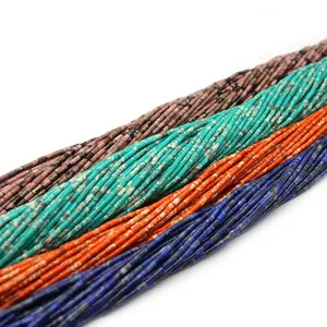 Perles cylindriques en lapis-lazuli et jaspe de couleurs variées pour la création de bijoux