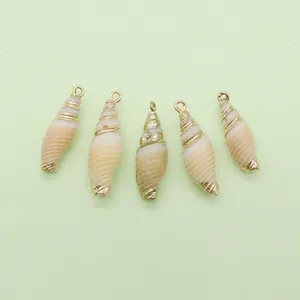 Natürliche Muschelanhänger mit vergoldeten Kanten für DIY Schmuckherstellung 5er Set