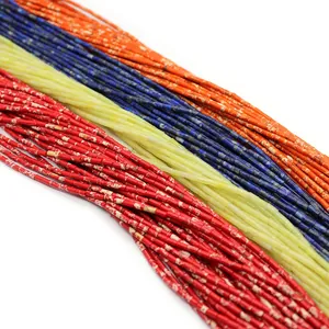 Perles cylindriques en pierre naturelle en bleu, rouge et jaune pour bijoux DIY