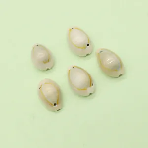 Set of 5 natural cowrie shells with pre-drilled holes for DIY necklace and jewelry making