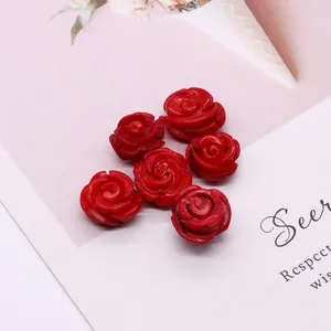 Synthetische Koralle Rote Rosenform Perlen Für DIY Schmuckherstellung Hand Polierte Rosenblüten Charms Anhänger Zubehör