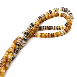 Flat natural shell heishi beads in earth tones for DIY necklace and bracelet jewelry making