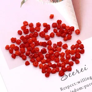 Synthetisch Koraal Roos Bloem Losse Kralen Rood Gegraveerde Florale Kralen Voor DIY Oorbellen Sieraden Maken Accessoires