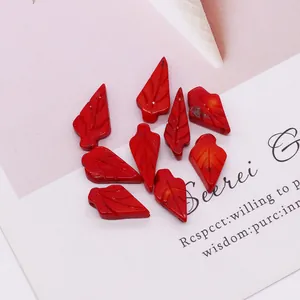 Synthetic Coral Carved Red Leaf Shape Pendant Only Without Chain DIY Necklace Jewelry Making Findings Ethnic Accessories For Women