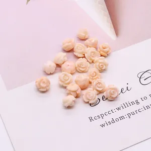 Synthetic Coral Carved Rose Flower Loose Beads 8mm Pink For DIY Jewelry Making Accessories Earring Necklace Supplies