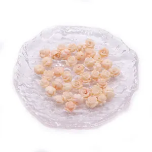 Pink synthetic coral rose flower beads for DIY jewelry making and earring accessories