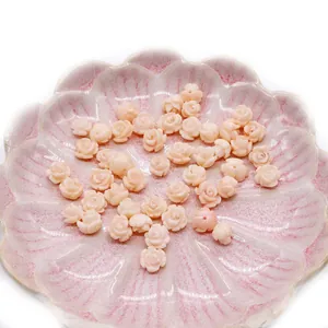 Pink synthetic coral rose flower beads for DIY jewelry and earring stud making