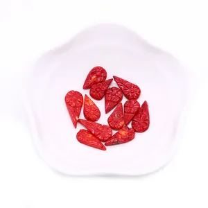 Carved red synthetic coral teardrop flower beads for DIY necklace jewelry making
