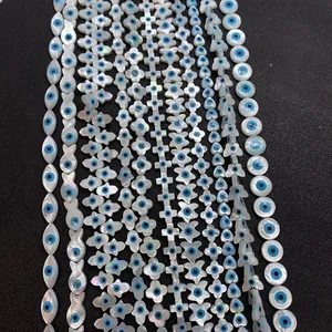 Détails de perles œil grec en nacre naturelle en forme de goutte pour bijoux DIY