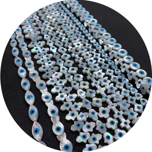 Breloques en nacre naturelle avec motifs mauvais œil pour la création de bijoux DIY