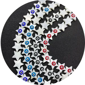 Fünfzackige Stern-Muschelperlen mit bunten bösen Augen für DIY-Schmuckherstellung