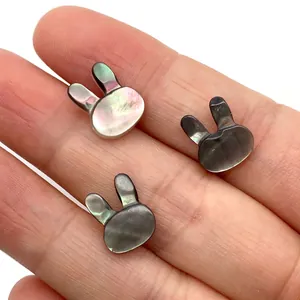 Natural sea shell rabbit beads with iridescent luster for DIY jewelry making and crafts