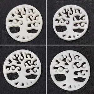 Natürlicher Süßwasser Muschel Lebensbaum Anhänger Kreisförmig Aushöhlung Weiß Muschel Charms Für DIY Halskette Schmuckherstellung