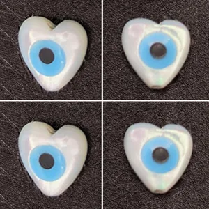 Natural Seawater Shell Heart Evil Eye Beads Nazar Charms For DIY Jewelry Making Handmade Bracelets Necklaces White Shell Beads