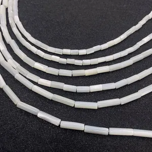 Natürliche weiße Perlmutt-Zylinderperlen für die DIY-Halsketten- und Schmuckherstellung