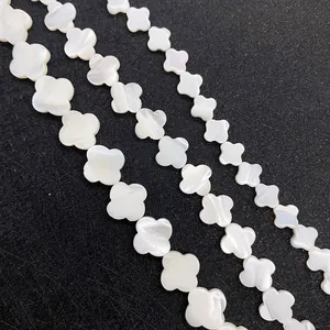 Charm trèfle en nacre blanche naturelle de tailles variées pour création de bijoux DIY